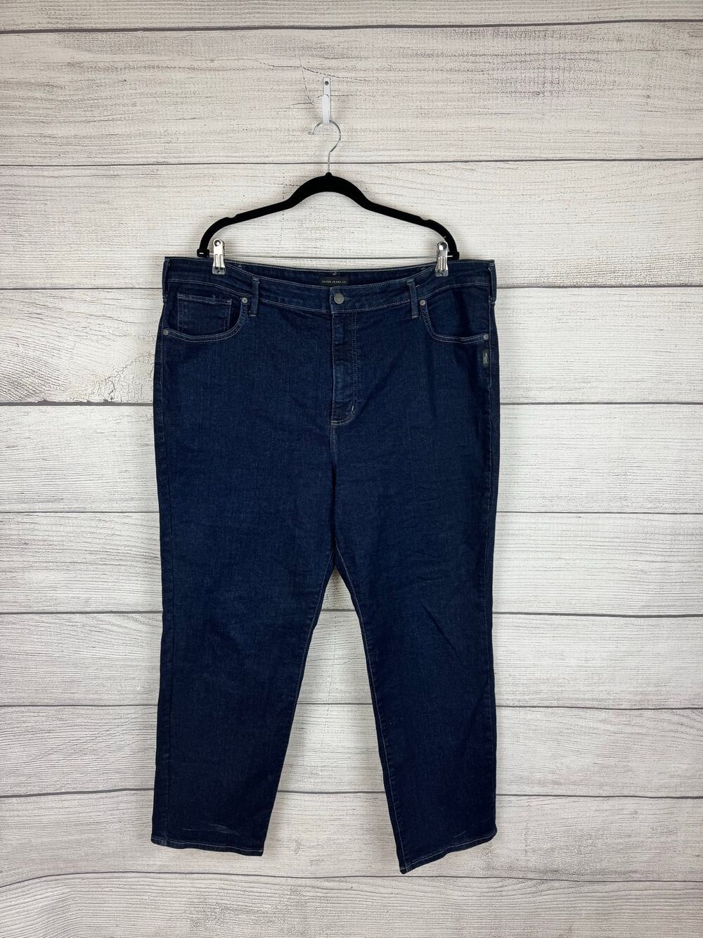 Silver Jeans Co Plus Size Dark Wash Isbister Straight Leg Jeans Size 24W